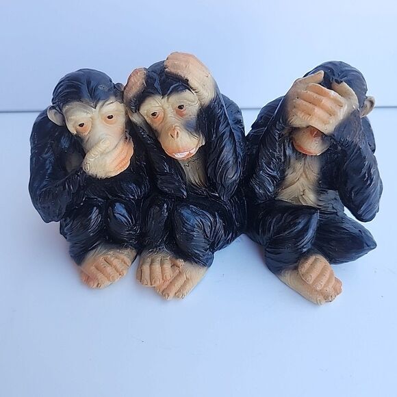 Vintage‎ Resin Made  3 Monkeys - Picture 10 of 12